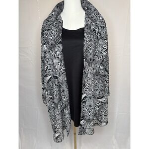 Maggie Barnes Plus Size 3X Black White Paisley Open Front Jacket Church Work